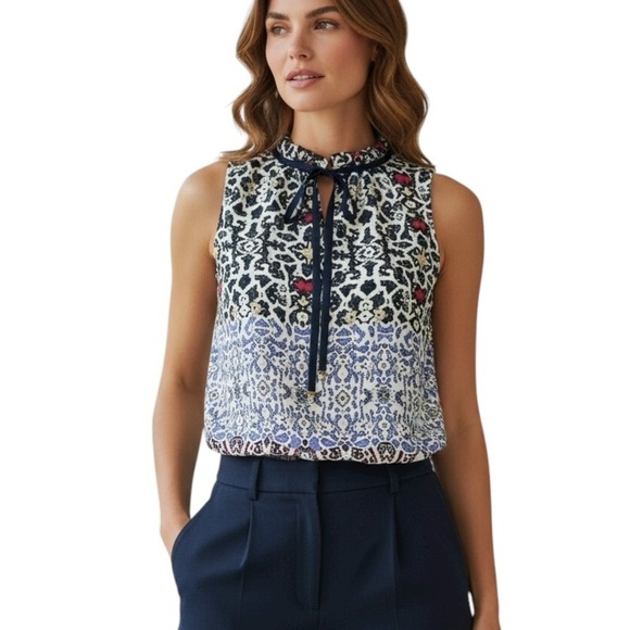 Violet & Claire Tops - Violet + Claire Small Ikat Sleevless Blouse Ruffle Office Cadual Boho